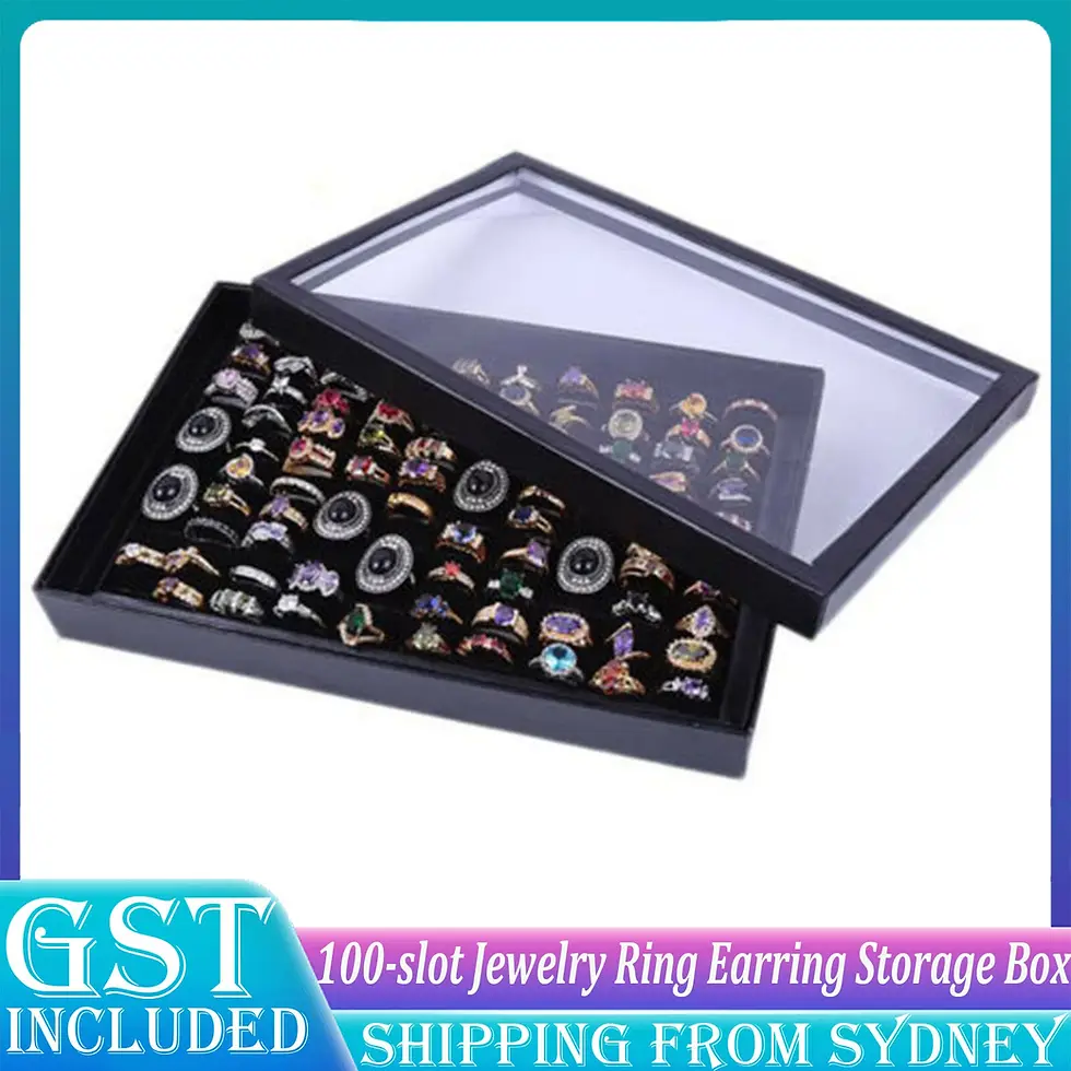 Thumbnail: Jewelry Ring Display Organizer Case Tray Holder Earring Storage Box