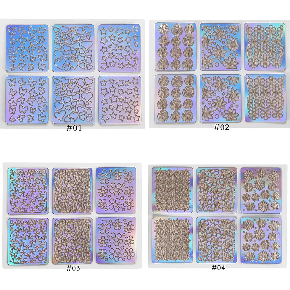 Thumbnail: 24x Nail Art Stencil Stickers | Makeup Bag | Eyeliner | Mascara