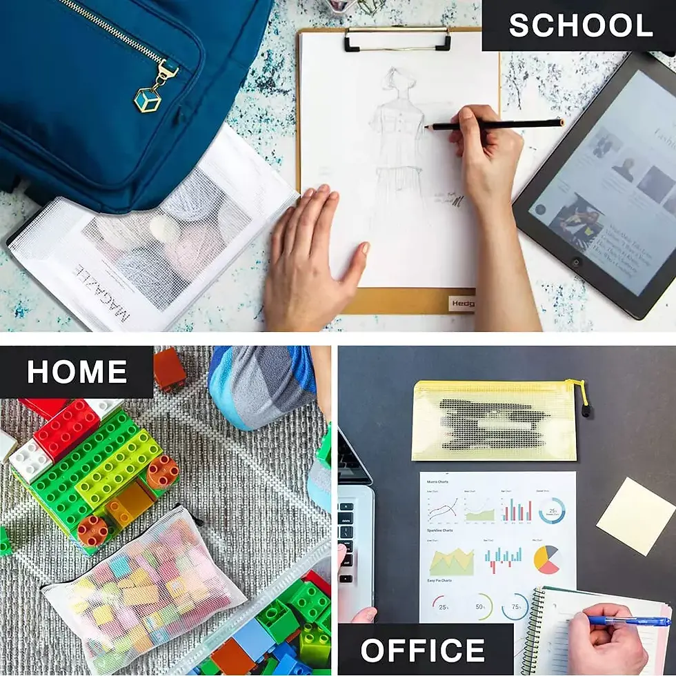 Thumbnail: Mesh Zipper Pouch Document Bag Zip File Folders Organizer For A3/A4 Size Travel