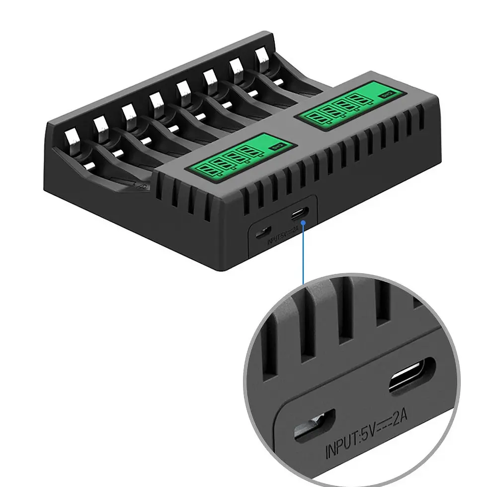 Thumbnail: 4/8 Slot Smart Battery Charger for AA/AAA Rechargeable Batteries LCD Display AU
