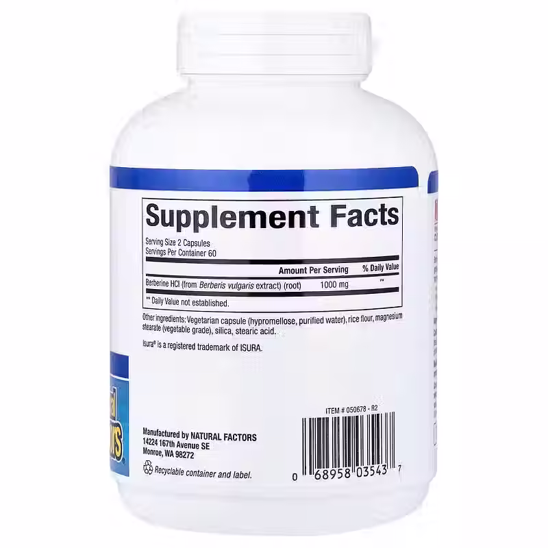 Natural Factors WellBetX Berberine 500mg 120 Veg Capsules