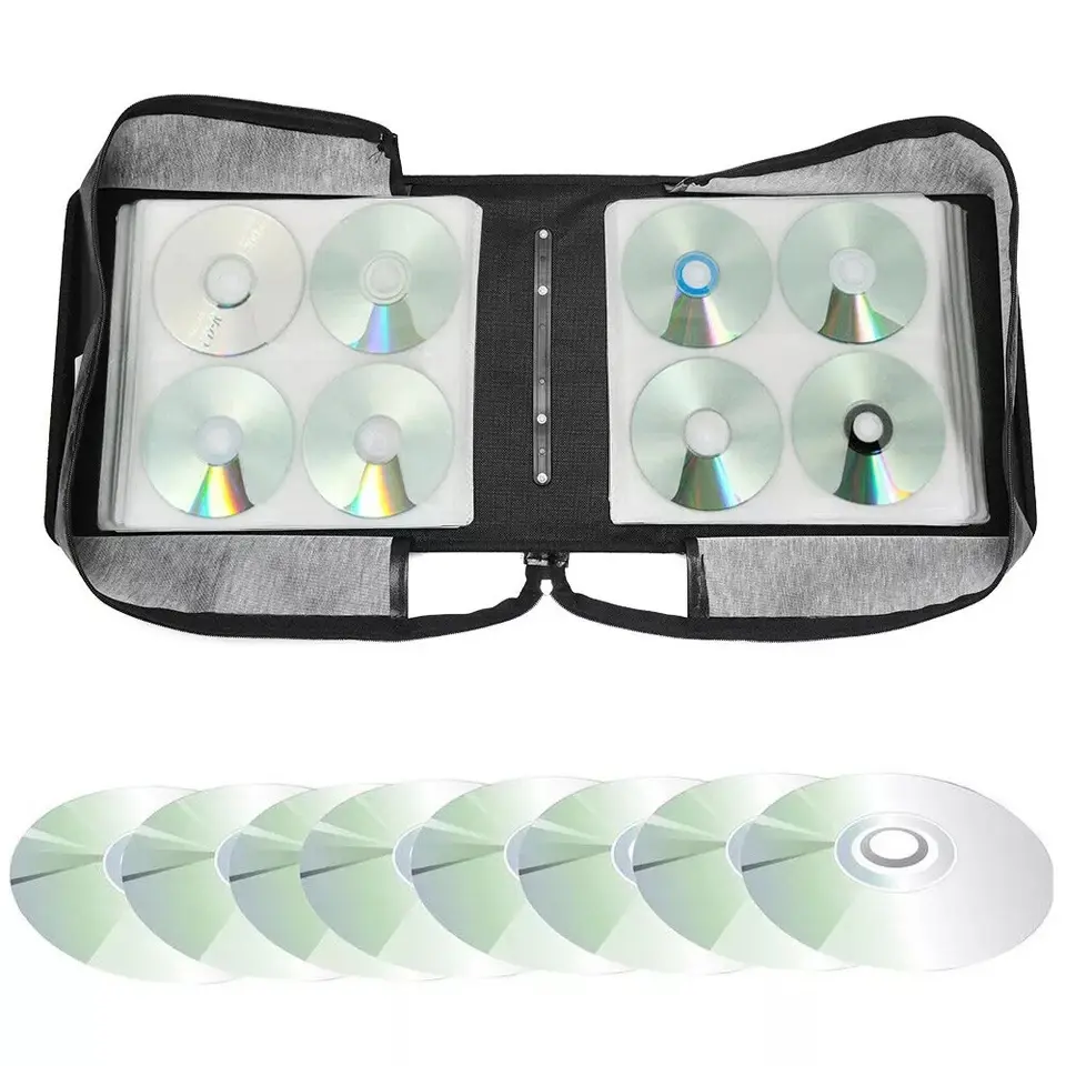 Thumbnail: 520 Disc CD DVD Case Wallet Holder Sleeves Storage Folder Album Black Carry Bag