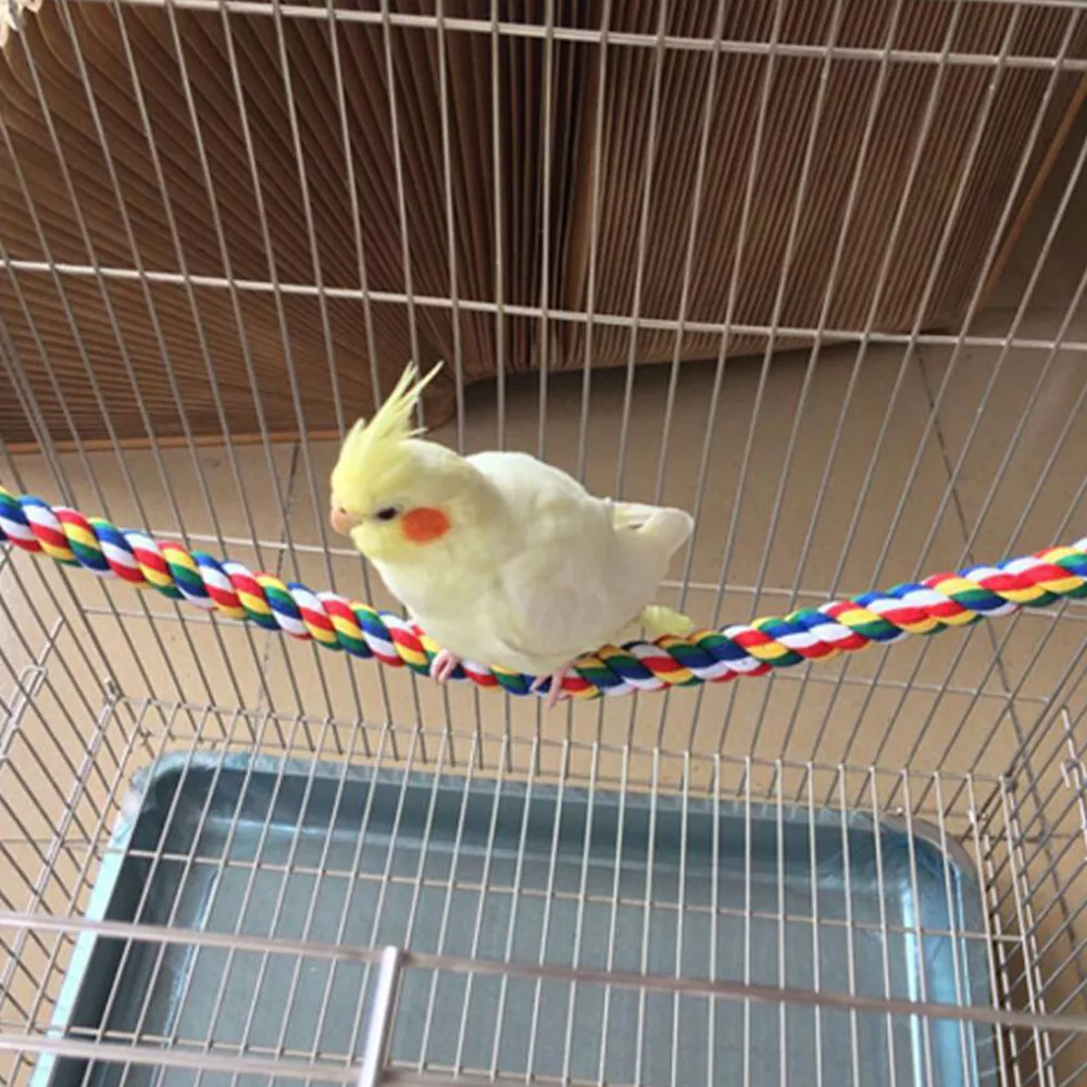 105 Pet Colorful Parrot Bird Rope Perches Cage Comfy Perch Bungees for Birds Toy