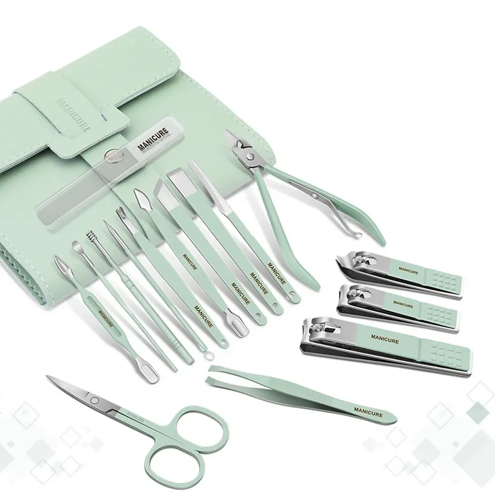 Thumbnail: NEW Manicure Set Pedicure Kit Set Stainless Steel Nail Grooming Clippers Tools