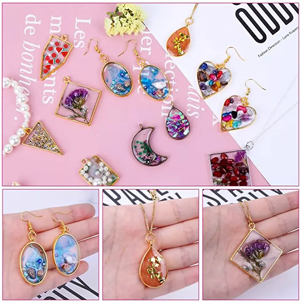 Thumbnail: Open Bezel Pendant Resin Molds Set Jewellery Box | Gold Bangle | Gold Ring