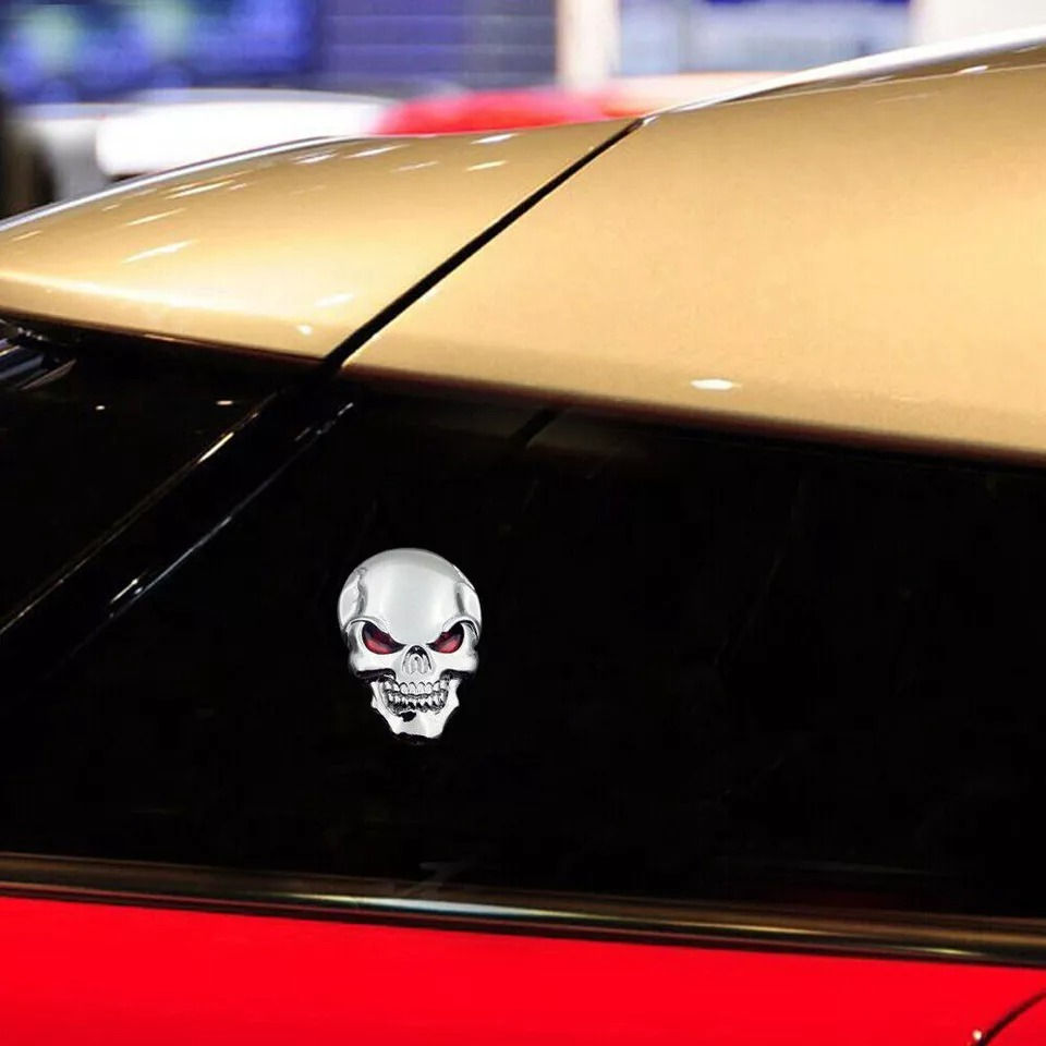 Thumbnail: Metal Skull Car Emblem Sticker Car Led Lights | Car Bin | Car Cup Holder