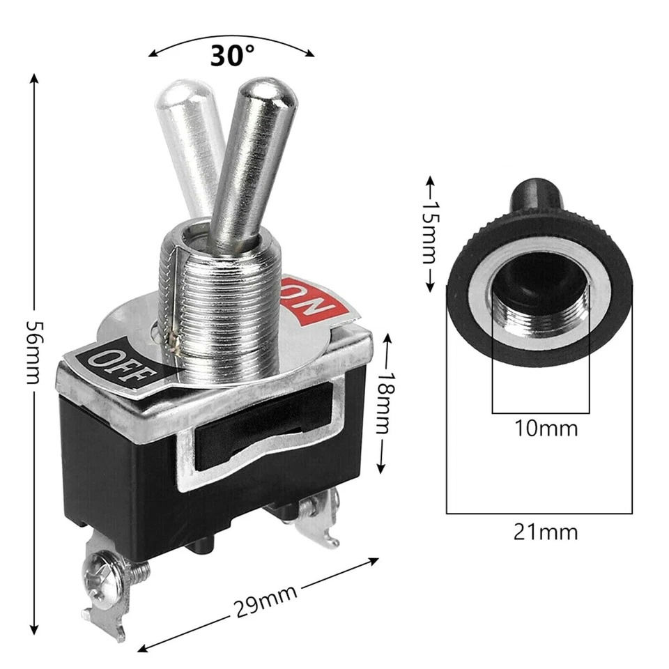 Thumbnail: 5x Toggle Switch 12V ON OFF Car Flick Dash Light Marine 12 Volt Switches Boat AU