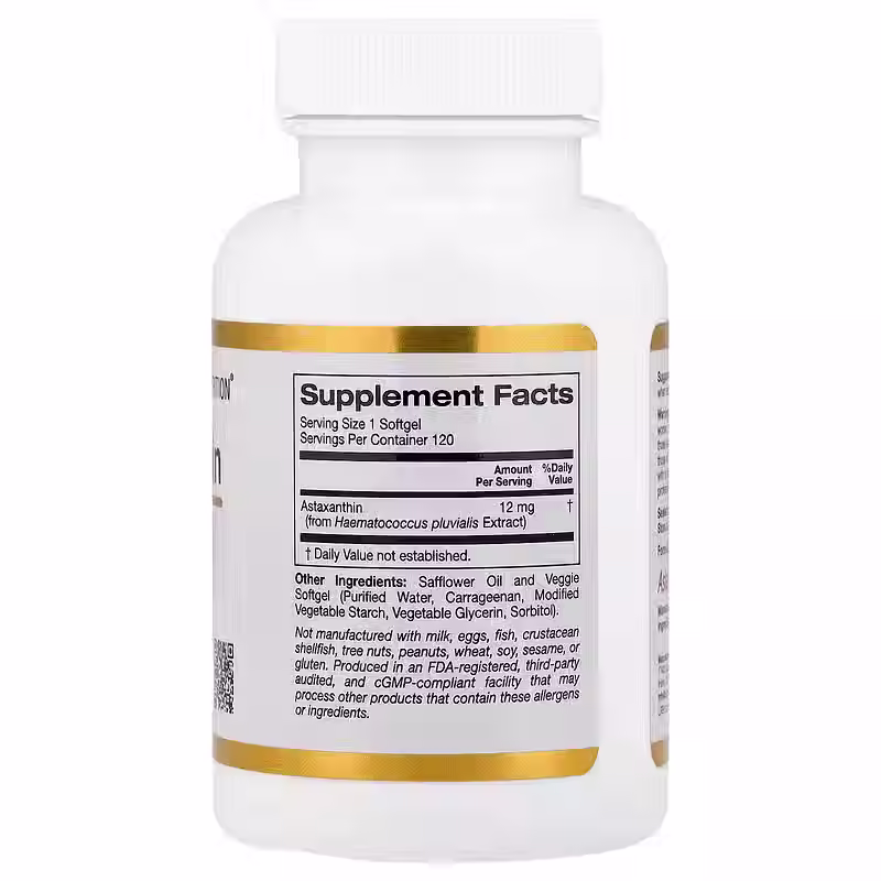 California Gold Nutrition Astaxanthin 12mg Astalif® 120 Softgels