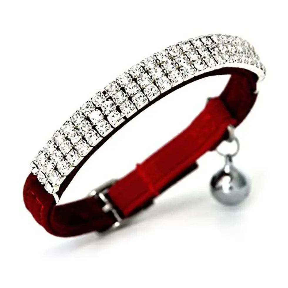 Thumbnail: Suede Rhinestone Pet Safety Collar Cat House | Cat Collar | Cat Tree