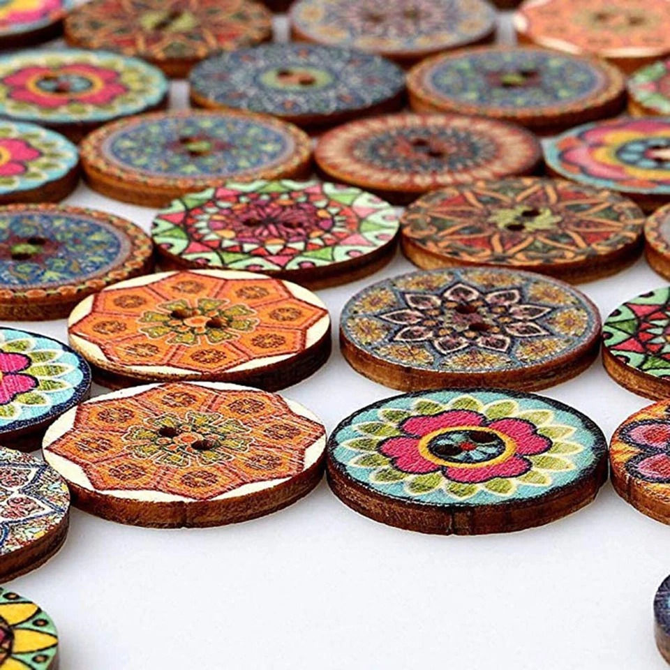 Thumbnail: Vintage Wooden Craft Buttons for DIY & Sewing Craft Kits | Canvases