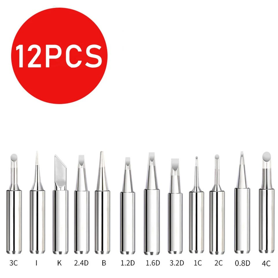 Thumbnail: 12PCS Soldering Iron Tips Solder Rework Lead Standard Size Accessories Parts AU