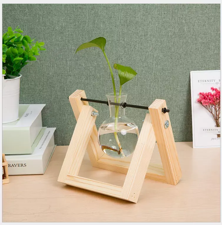 Thumbnail: Buy AU Wooden Stand Hanging Glass Terrarium Container Hydroponics Pot Vase Décor online at My Seeds