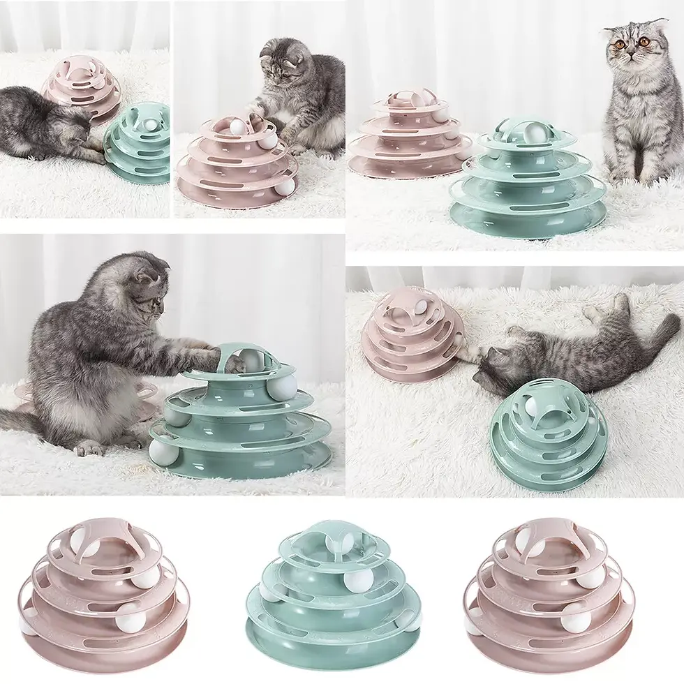 Thumbnail: Funny Cat Toy Plastic Tower Interactive Track Ball Playing Game 3Levels Pet Toys