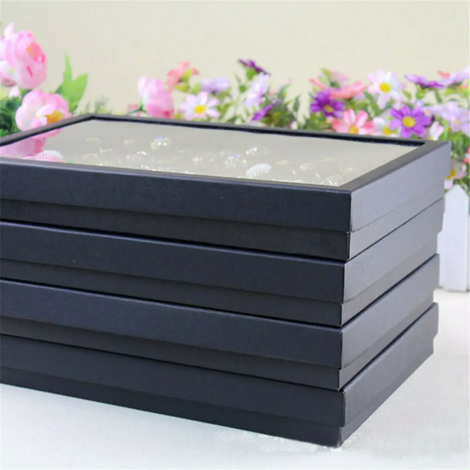 Jewelry Ring Display Organizer Case Tray Holder Earring Storage Box