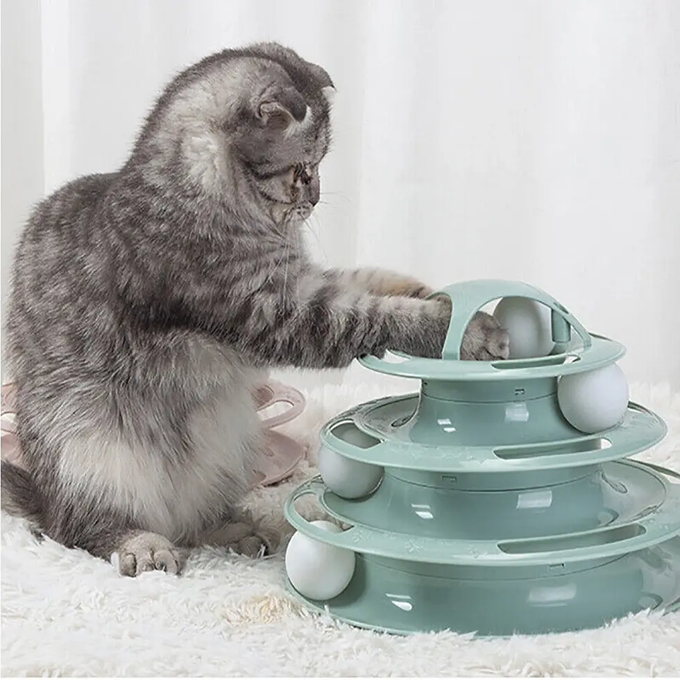 Thumbnail: Funny Cat Toy Plastic Tower Interactive Track Ball Playing Game 3Levels Pet Toys
