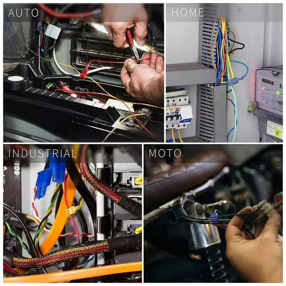 Thumbnail: 60/240X T-Tap Electrical Cable Connectors Wire Crimp Terminals Quick Splice Kit