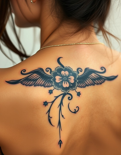 A Tatoo on a young womans back in Thailand isan style.jpg
