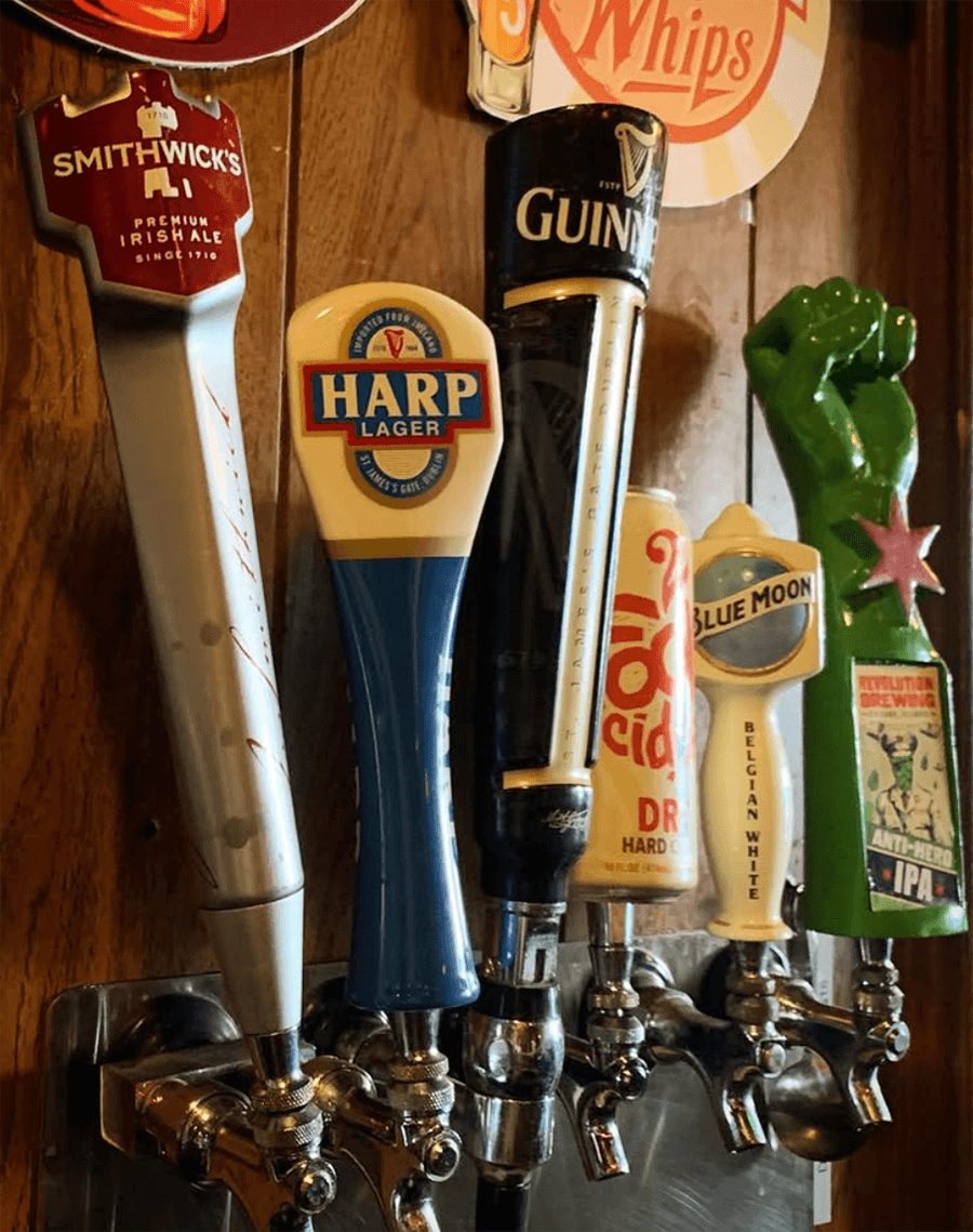 Beer taps at Friendly's Tap/Bar.