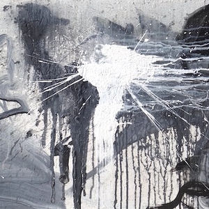 "Blackbird", 24 x 60 inches, mixed media on panel