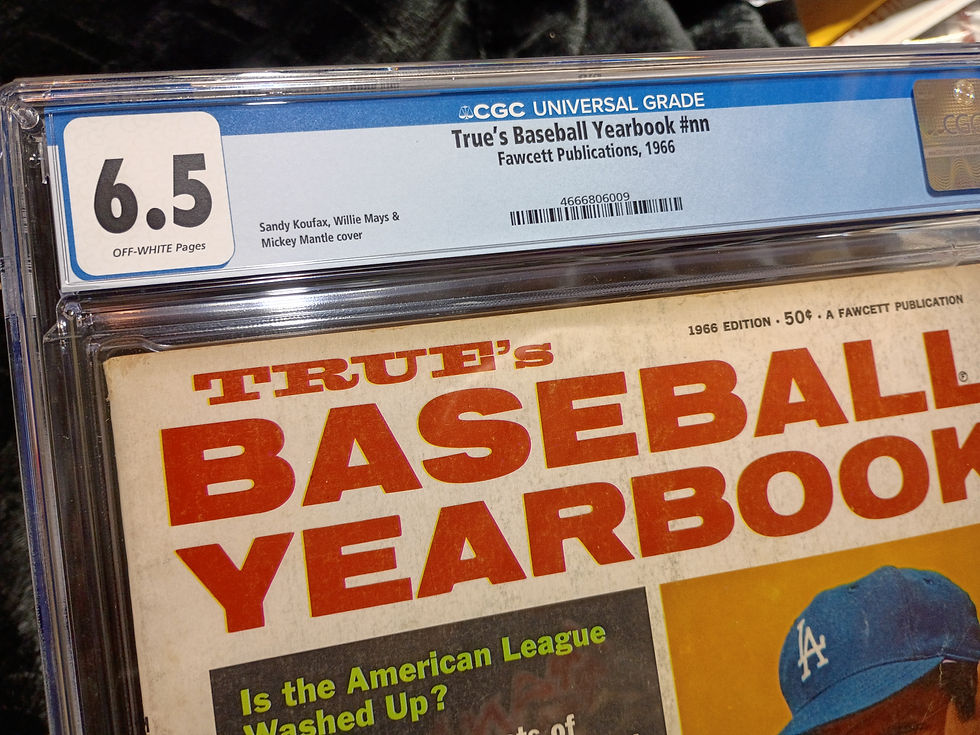 Thumbnail: 1966 True's Baseball Yearbook Mantle/Mays Koufax Cover CGC 6.5
