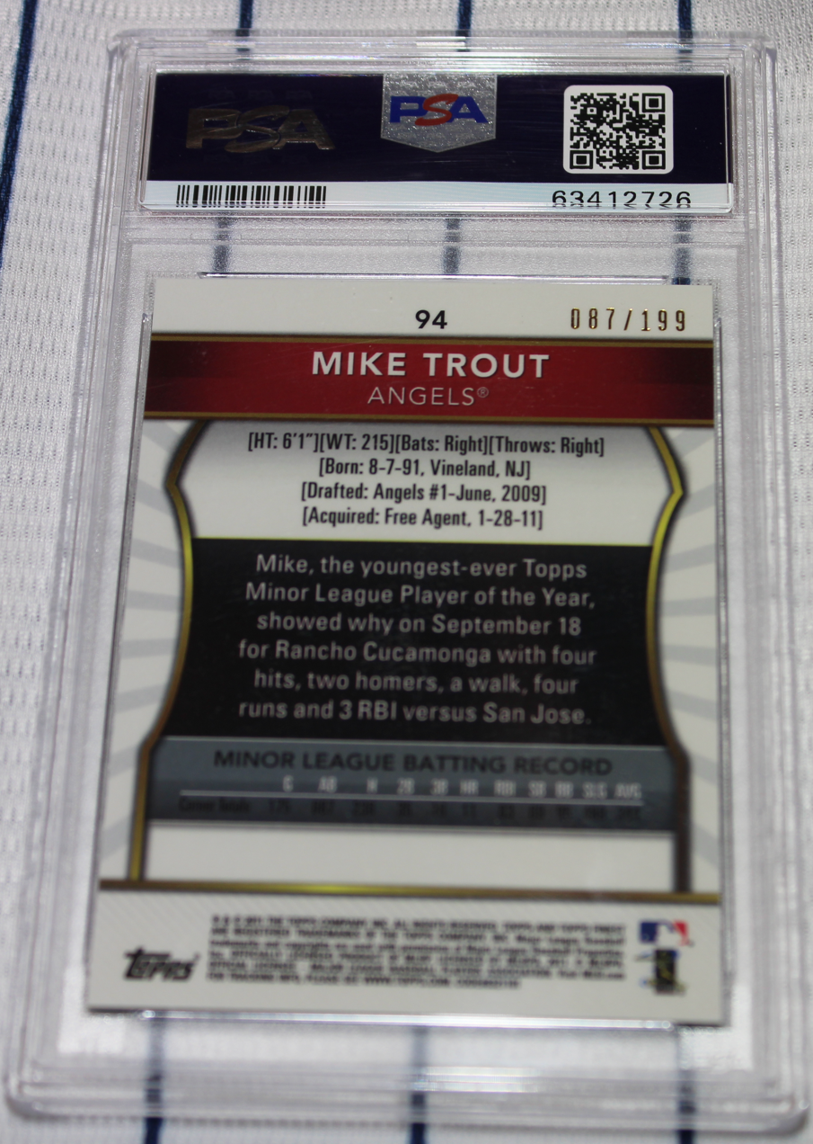 Thumbnail: 2011 Topps Finest Mike Trout Green Refractor 087/199