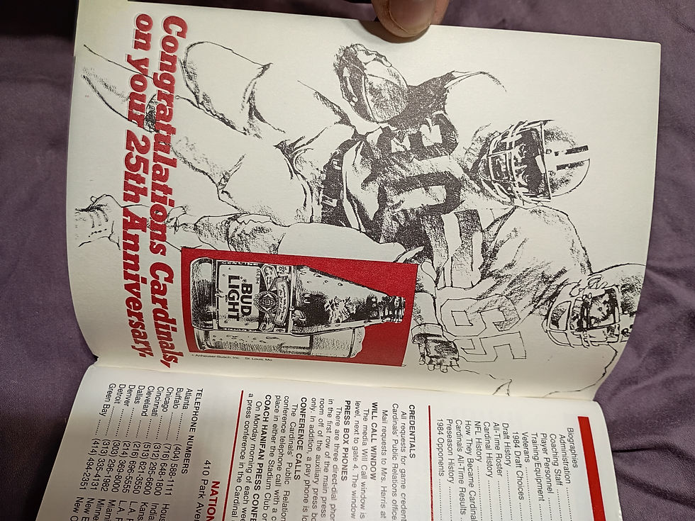 Thumbnail: 1984 St. Louis Football Cardinals Pre-Season Media Program 
