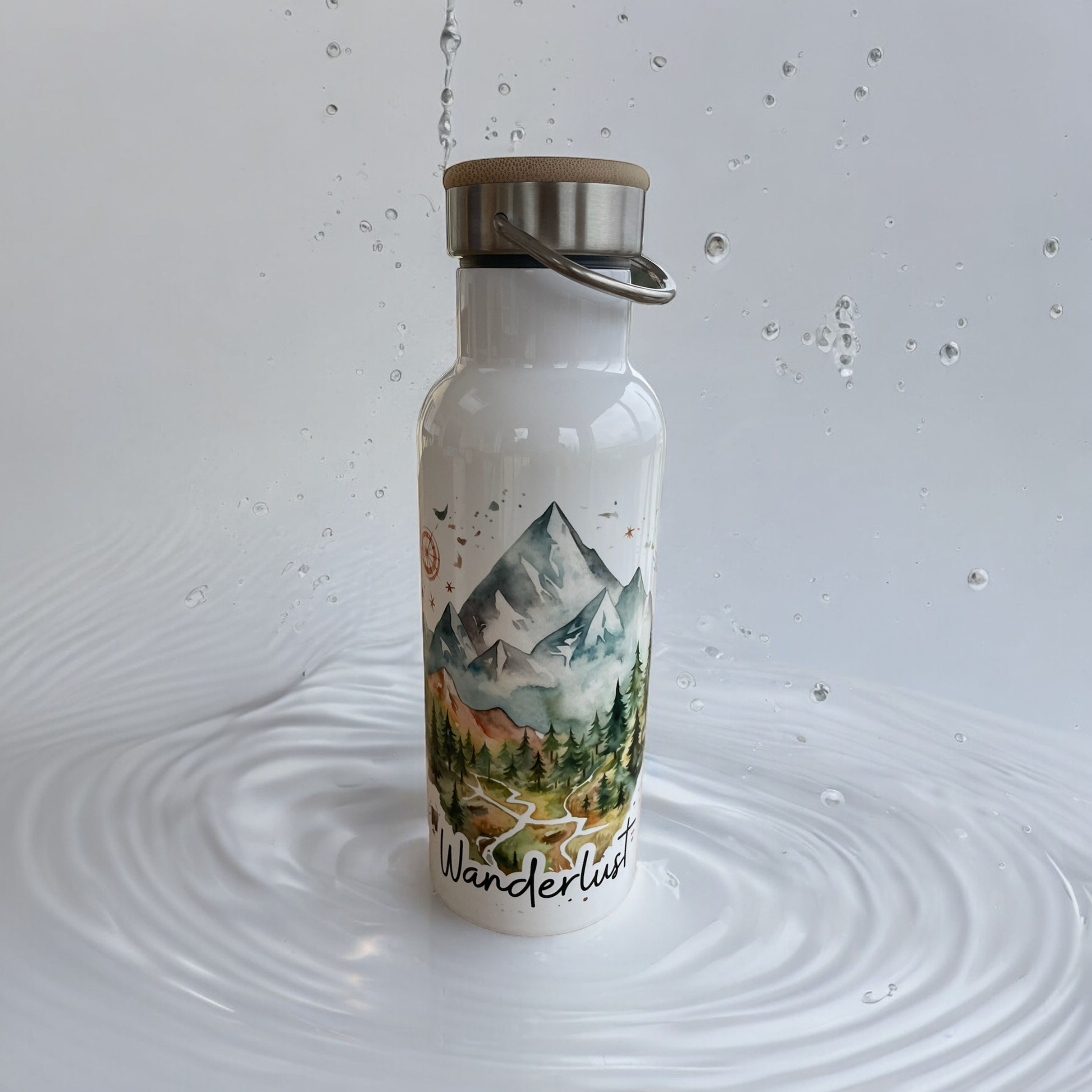 Thermoflasche mit Bambusdeckel