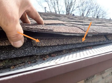 The old shingles were not removed before new ones were installed