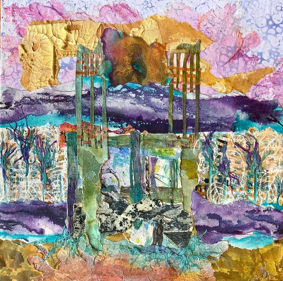 "Rebuilding" Jean Griffin, 12 x 12 x 1.5, Mixed media