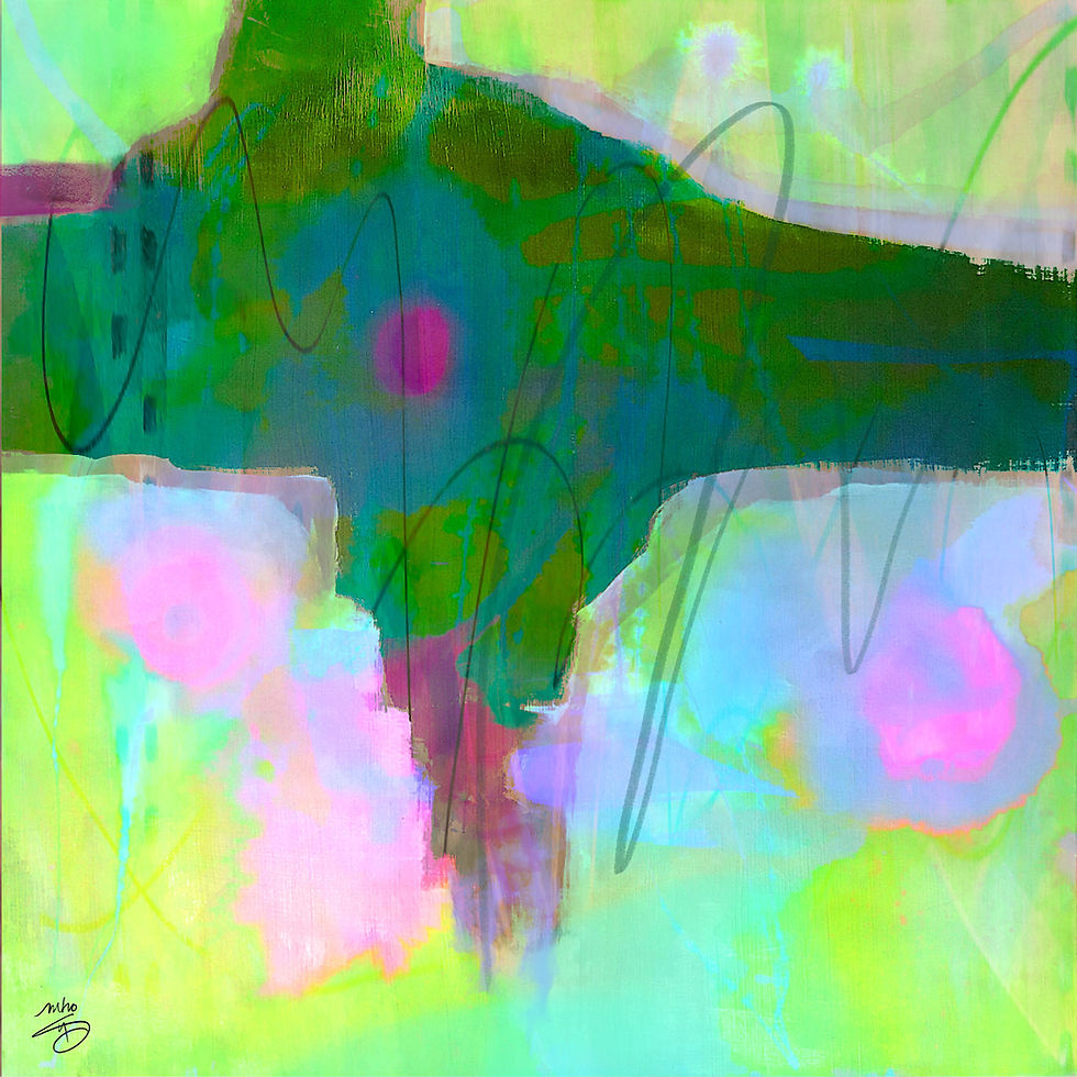 "Heart of It All" Mari O’Brien, (dimensions square on demand), Digital / analog serendipity!