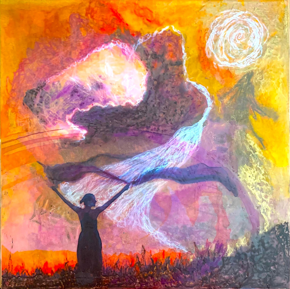 "Where The Wind Blows" Mindy Tillery, 12" W x 12" H x 1.5" D, Encaustic