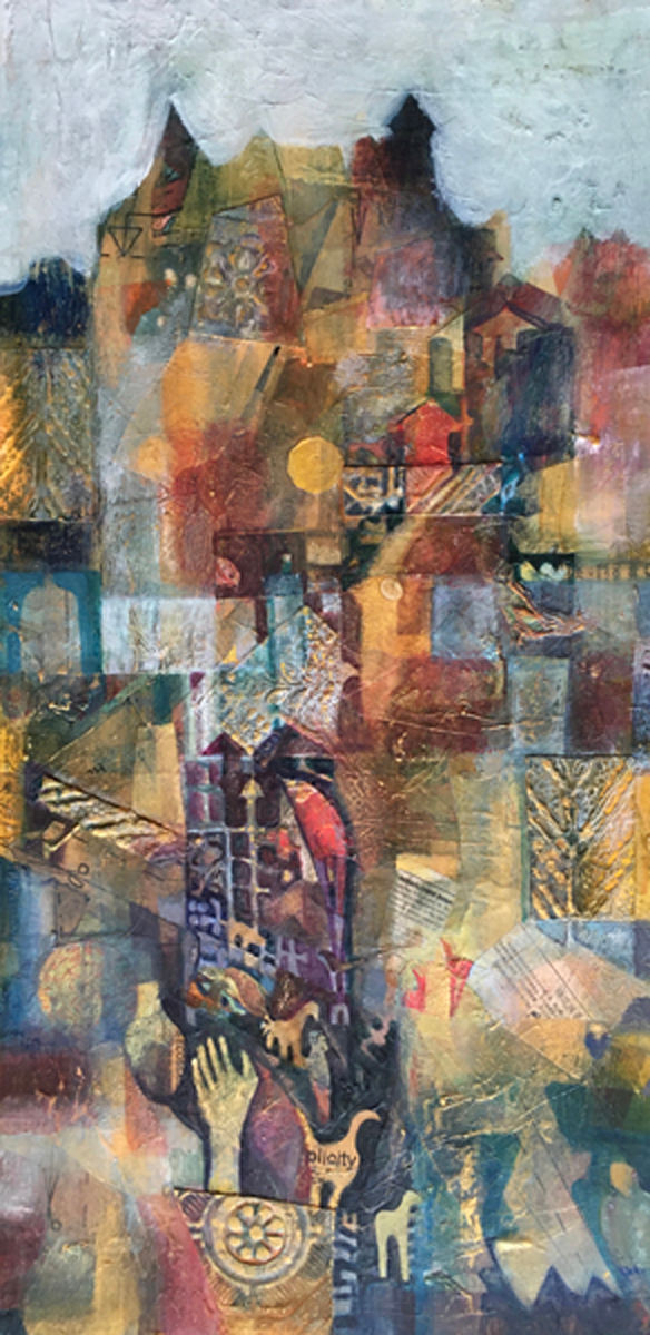 "Archetypes #3" Mick Leo, 24 x 12, Mixed watermedia collage