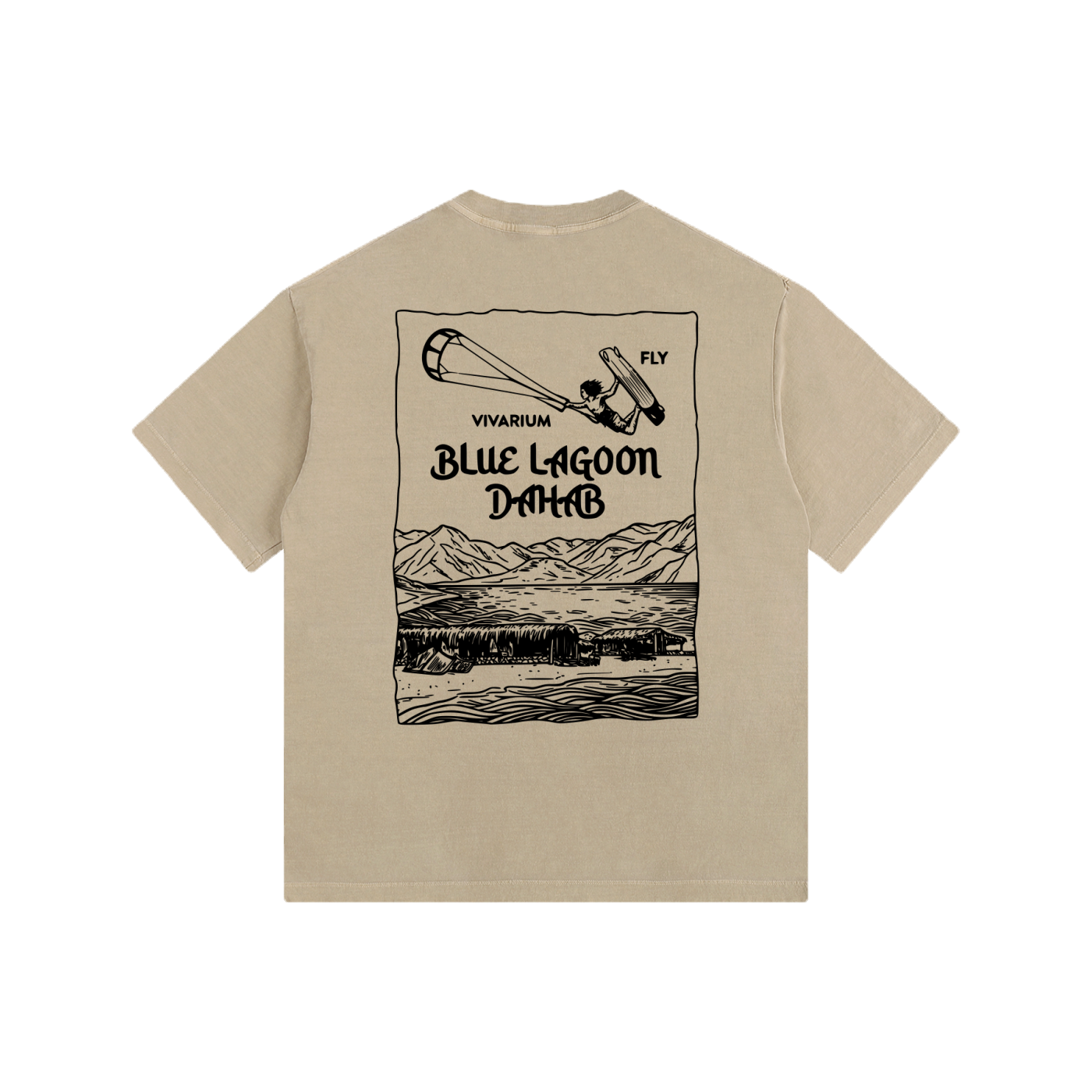 Fly Blue Lagoon Kitesurfing Vintage Oversized T-Shirt