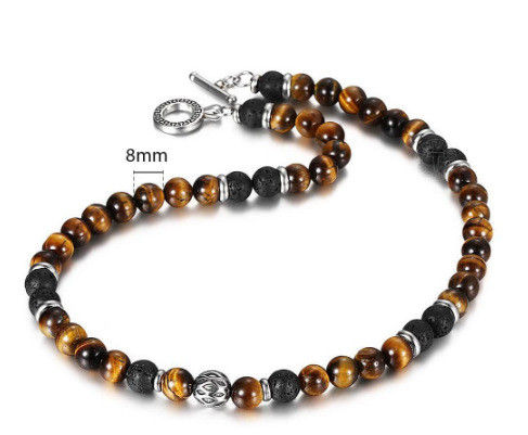 Thumbnail: Amazon Stone Tiger Eye Stone Bracelet Necklace 108 Buddha Beads Lotus Bracelet