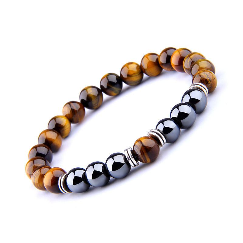 Thumbnail: Explosion Style Yellow Tiger Eye Bracelet Fashion Simple Obsidian Alloy