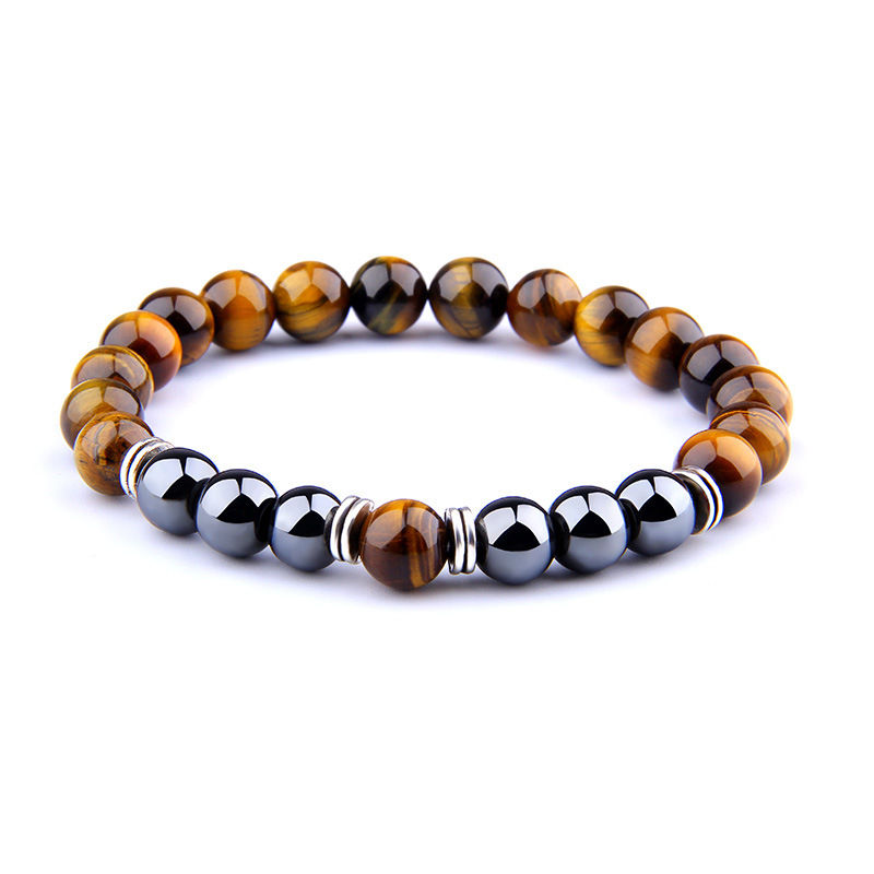 Thumbnail: Explosion Style Yellow Tiger Eye Bracelet Fashion Simple Obsidian Alloy