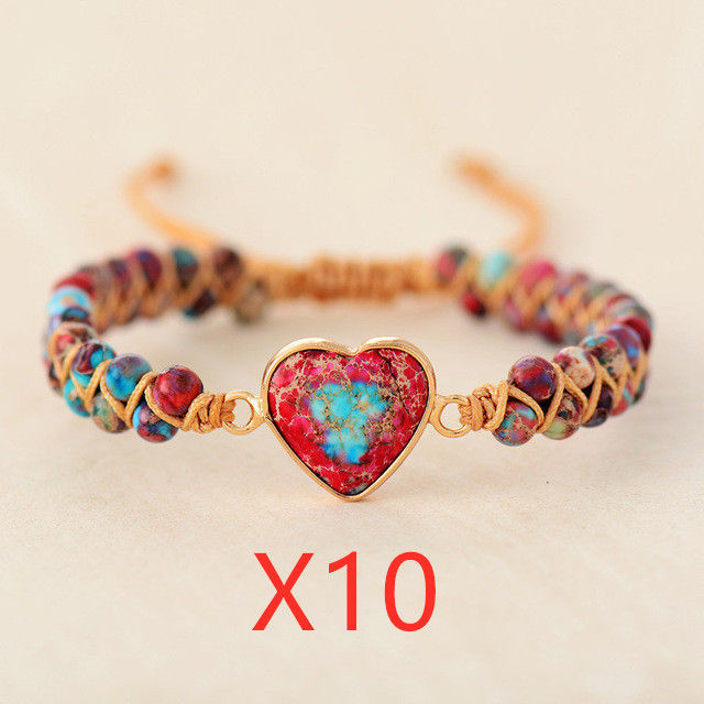 Thumbnail: Red Emperor Stone Bracelet Peach Heart Love Bracelet Braided Bracelet