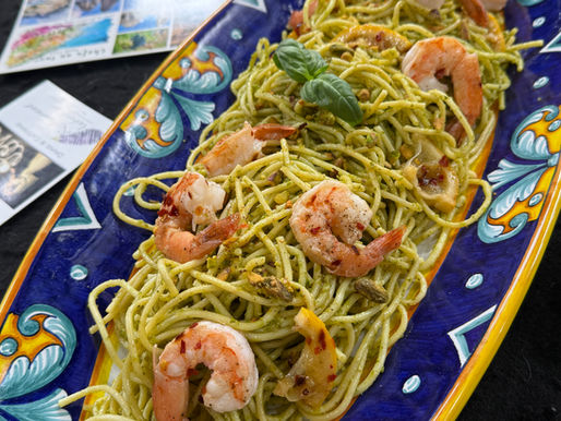 Pistachio Pesto with Garlic-Butter Shrimp