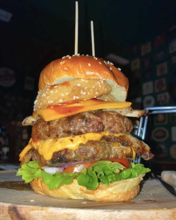 Monster double hamburger at Maclaren's Irish Pub Tbilisi