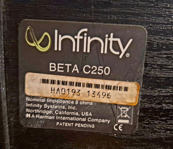 Miniatura: Caixa CENTRAL INFINITY BETA C250 150W 8ohms 50Hz 90dB