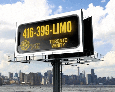 Sample Canadian vanity phone numbers on billboard