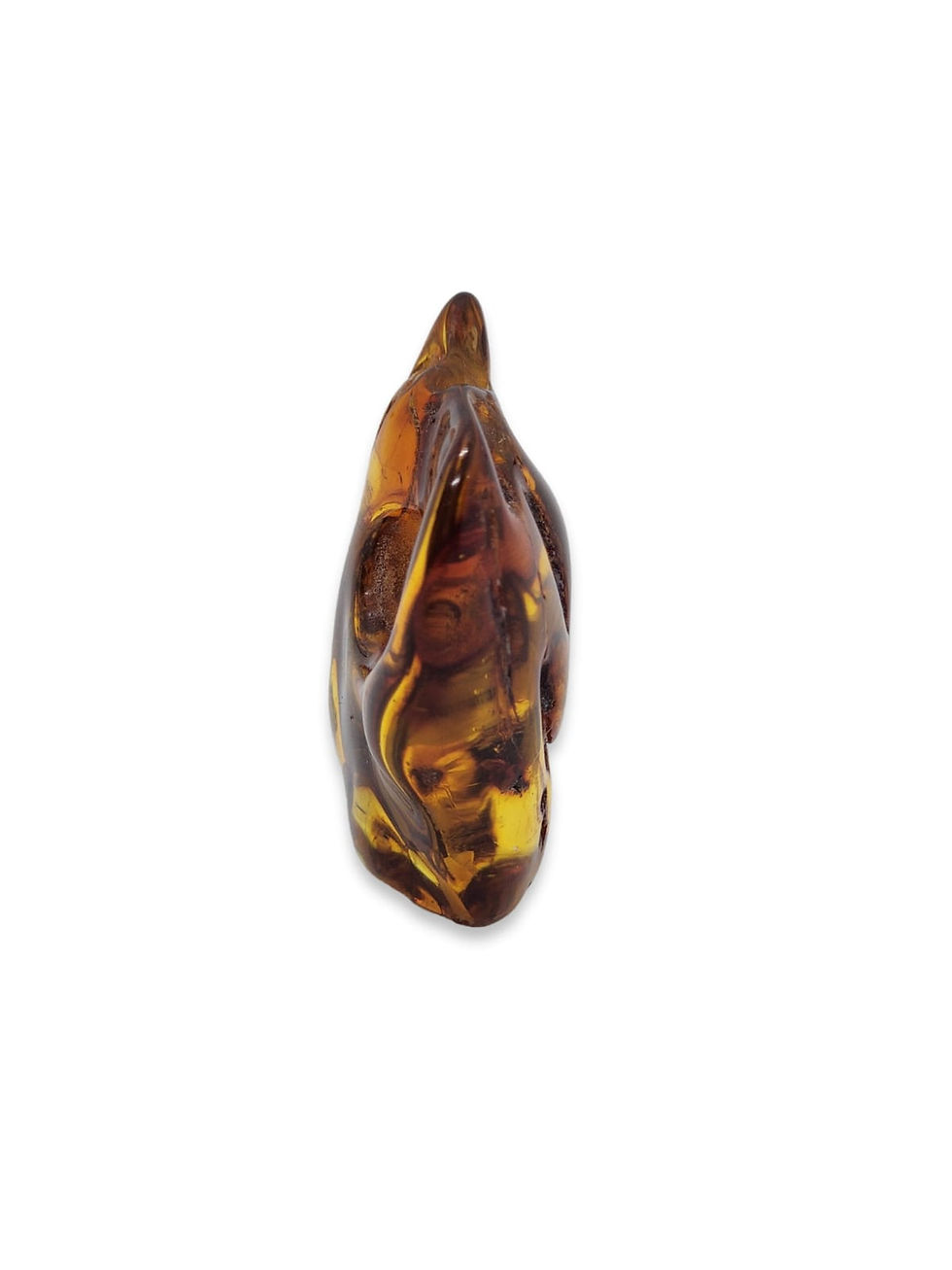 תמונה ממוזערת: אבן ענבר בלטי מלוטשת בצבע צהוב עם תכליל נמלה