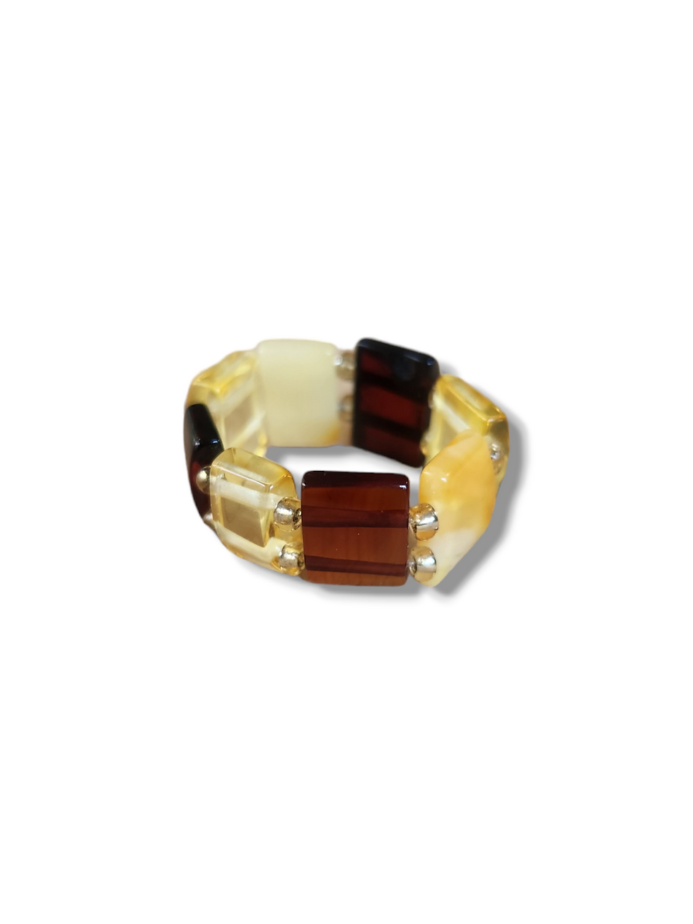 Thumbnail: Baltic amber ring in a variety of colors, rectangular model, handmade