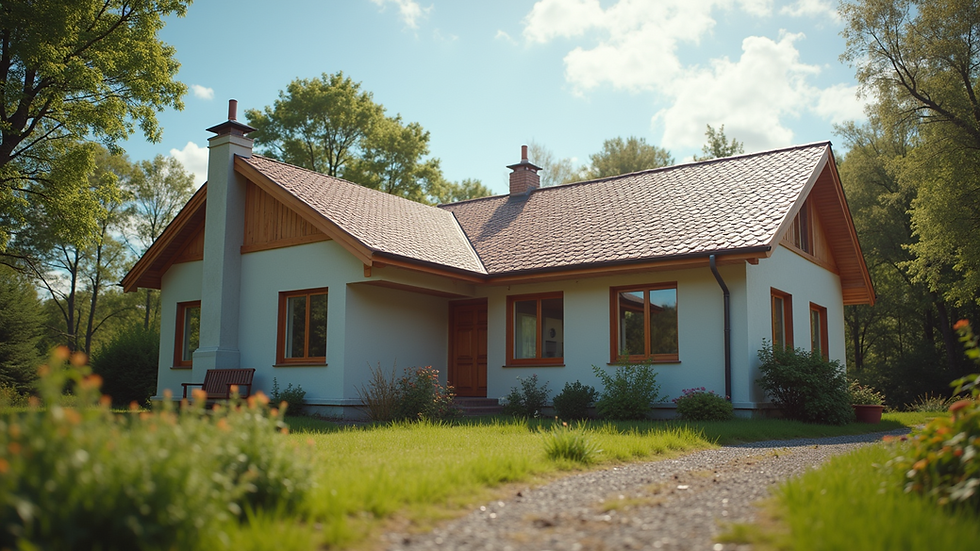Eye-level view of a house with a new roof installation