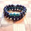 Thumbnail: two 8" stretch gemstone bracelets with Malachite, Black Onyx Agate and stainless steel beads.