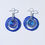 Thumbnail: crystal and sapphire seed bead hoop earrings with a hanging purple wrapped crystal