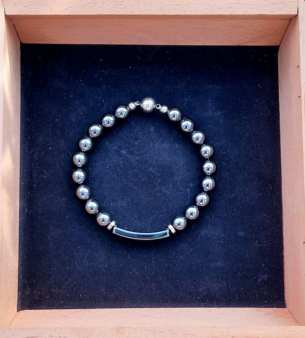 Thumbnail: 9" Hematite (10mm) bracelet with stainless steel magnetic clasp.