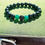 Thumbnail: 8.5" stretch bracelet with Jade, Black Matte Onyx/Black Line Agate stones, and a stainless steel gunmetal lion head bead.