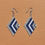 Thumbnail: 2½" handstitched diamond shaped seed bead earrings (silver gray/navy/white); stainless steel ear hooks.