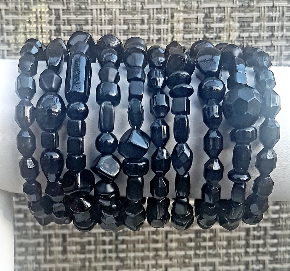 black beaded memory wire, wrap bracelet (9 rings)